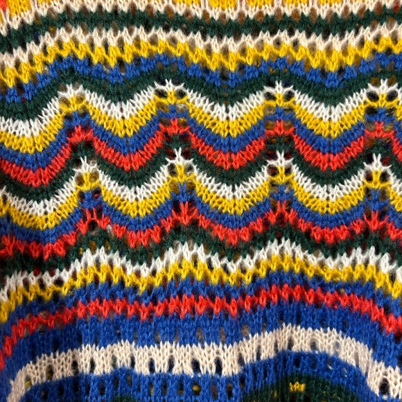 SHEIN Colorful BOHO/HIPPIE Airy Crochet Knit BELL SLEEVE Mini SWEATER Size L - Picture 4 of 5